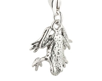 7K unisex charm pendant frog made of 925 sterling silver with lobster clasp (15 x 12 mm)