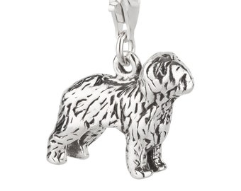 7K Unisex Charm Pendant Dog Bobtail made of 925 Sterling Silver with Lobster Clasp (17 x 13 mm)