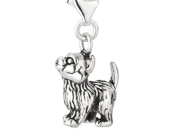 7K unisex charm pendant cat 3 made of 925 sterling silver with lobster clasp (15 x 12 mm)