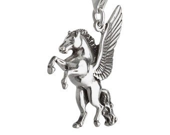 7K unisex charm pendant Pegasus made of 925 sterling silver with lobster clasp (21 x 18 mm)