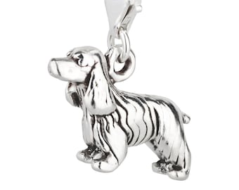 7K Unisex Charm Pendant Dog Cocker Spaniel 2 made of 925 Sterling Silver with Lobster Clasp (20 x 13 mm)