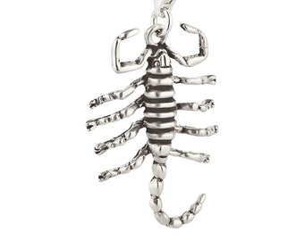 7K unisex charm pendant scorpion made of 925 sterling silver with lobster clasp (28 x 20 mm)