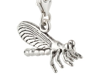 7K unisex charm pendant dragonfly made of 925 sterling silver with lobster clasp (20 x 14 mm)