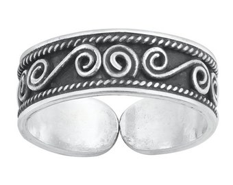 Zehenring aus 925 Sterling Silber als Fußschmuck oder Fingerring oder offener Midi Ring, verstellbar, Bali Style Modell 6