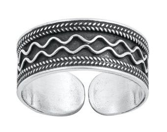 Zehenring aus 925 Sterling Silber als Fußschmuck oder Fingerring oder offener Midi Ring, verstellbar, Bali Style Modell 3