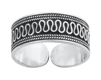 Zehenring aus 925 Sterling Silber als Fußschmuck oder Fingerring oder offener Midi Ring, verstellbar, Bali Style Modell 16