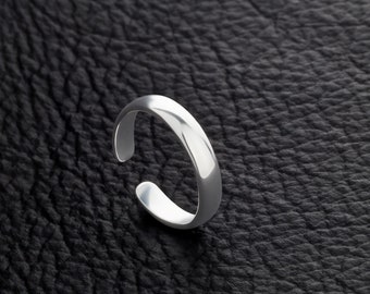 Toe ring made of 925 sterling silver as foot jewelry or finger ring or open midi ring, adjustable, width 3 mm, model 8