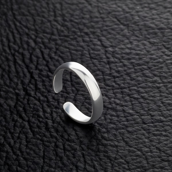 Toe ring made of 925 sterling silver as foot jewelry or finger ring or open midi ring, adjustable, width 3 mm, model 8