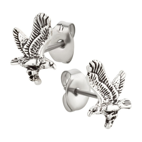 Ohrstecker Ohrringe Adler Silber 925 Sterling als Ohrschmuck mit kleiner Schmuckbox