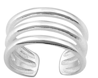 Zehenring aus 925 Sterling Silber als Fußschmuck oder Fingerring oder offener Midi Ring, verstellbar, Modell 14