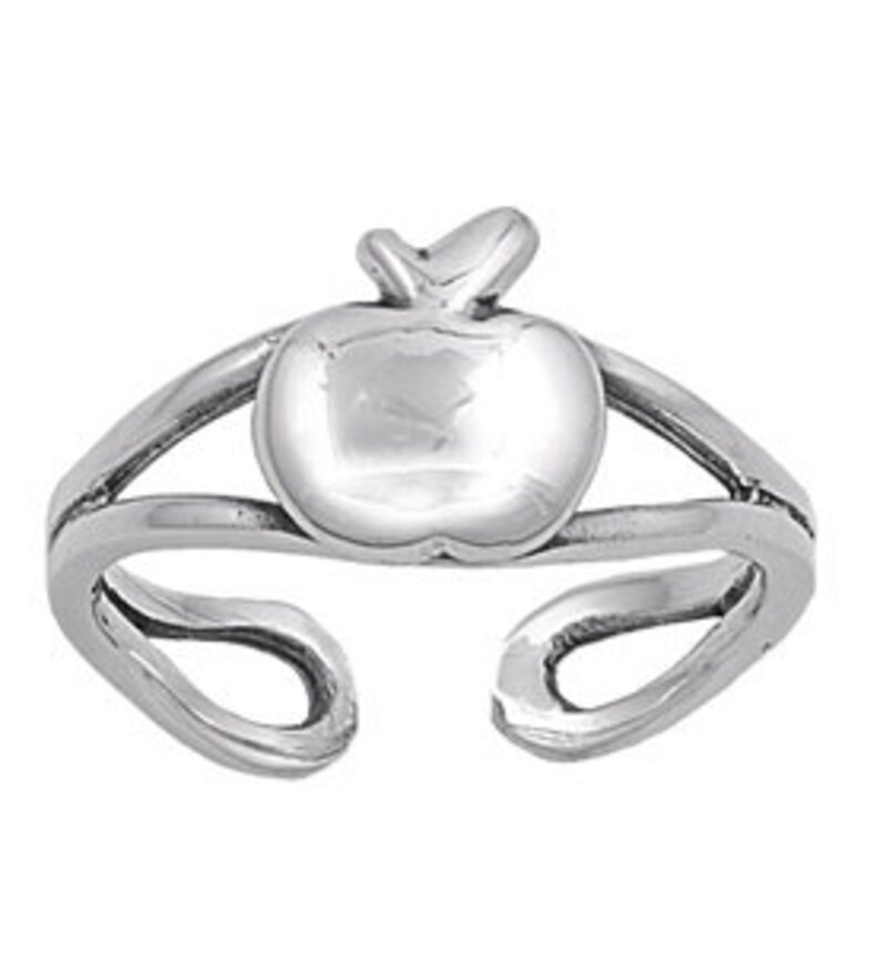 Toe ring made of 925 sterling silver as foot jewelry or finger ring or open midi ring, adjustable, apple image 1