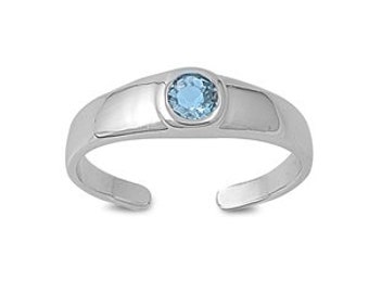 Toe ring made of 925 sterling silver as foot jewelry or finger ring or open midi ring, adjustable, blue zirconia 5