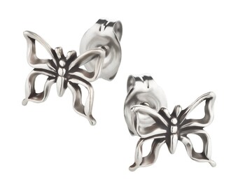 Stud earrings butterfly silver 925 sterling as earrings with small jewelry box