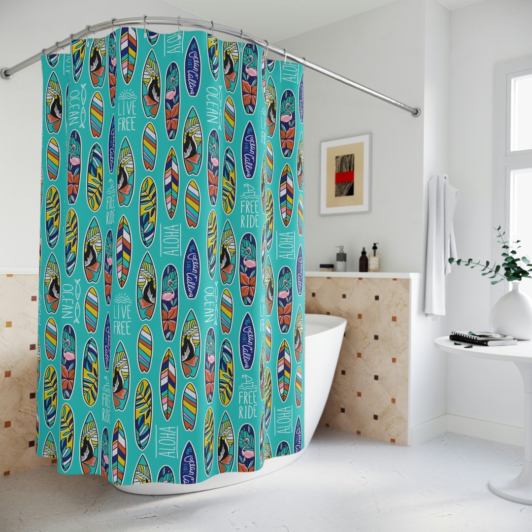 Surfboard Shower Curtain Etsy