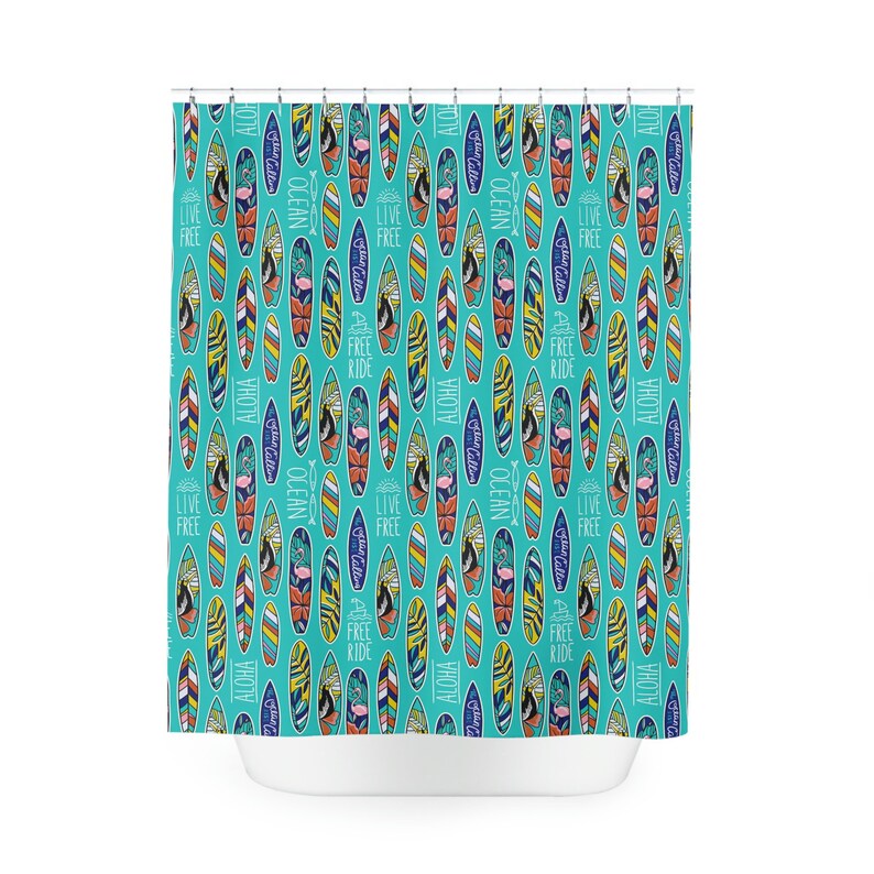 Surfboard Shower Curtain Etsy