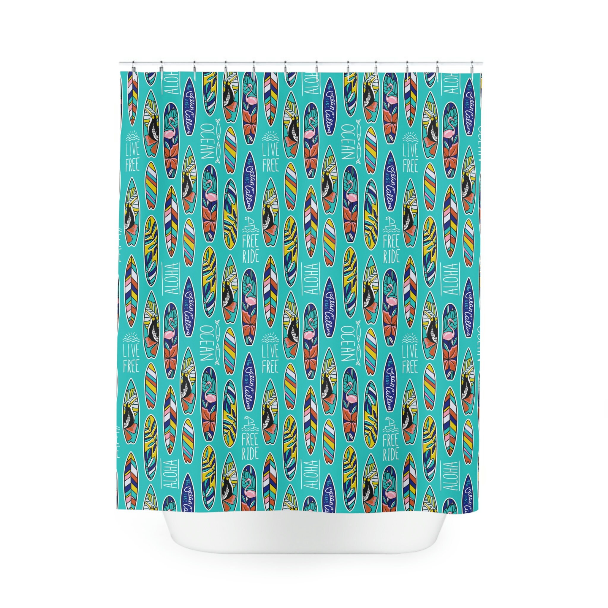 Skateboard Pattern Print Bathroom Shower Curtain main image 1
