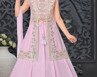 Baby Girls Lehenga Choli : Indian Kidswear, Baby Girls Crop Top Lehenga, Fetive Kids Lehenga Choli | Navratri Garba Dress | Ghagra Choli Set
