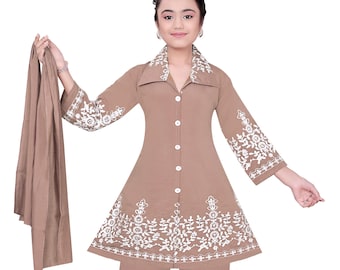 Girls Georgette Kurta Cord-Set: Indian Ethnic Festive Dress