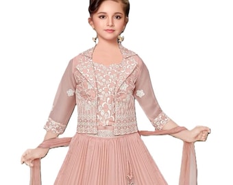 Girls Indian Lehenga Choli with Jacket | Festive Ethnic Wear for Kids
