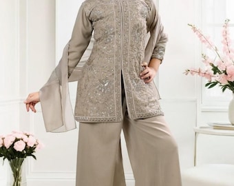 Indian Ethnic Brown Kurta Plazzao Set for Girls | Traditional Wear | Festive Dress | Dno - 9041