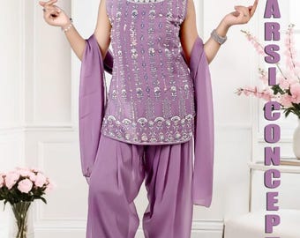 Indian Ethnic Purple Kurta Patiyala Set for Girls | Traditional Wear | Festive Dress | Dno - 9057