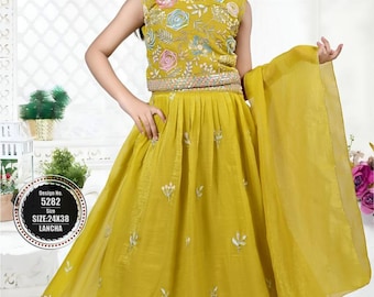 Indian Yellow Lehenga Choli for Girls | Kids Festive Ethnic Wear | Party Outfit | dno 5282