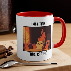 This is Fine Meme Mug I'm Fine Sarcasm Coffee Mug Funny Ironic Work Colleague Gift