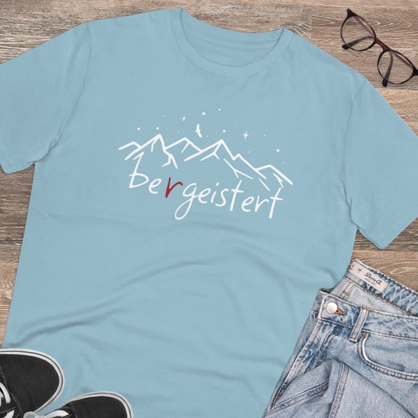 Berge Öko T Shirt Damen Berg Natur Bio T-Shirt Herren Nachhaltig Alpen Unisex Shirt - Bergeistert