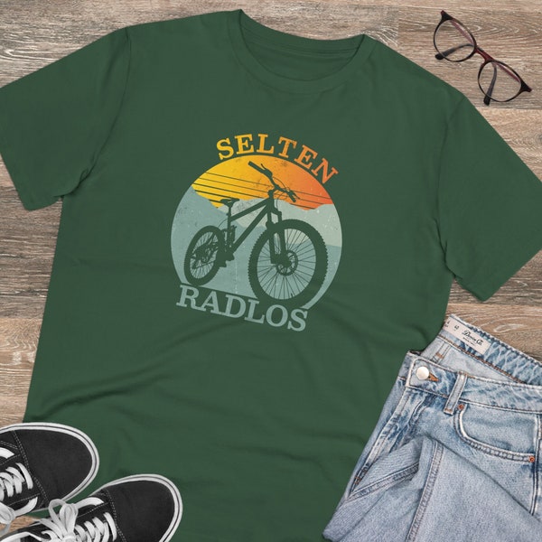 Lustiges Fahrrad Öko Shirt witziges MTB Bio T-Schirt Mountainbike Tschirt selten radlos Geschenk für MountainbikerInnen