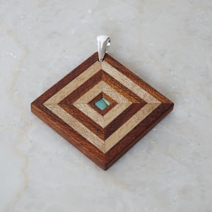 Small Square Wooden Pendant