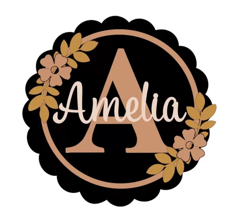 Scalloped Name and Initial Laser Cut Plaque Diwali Wall Plaque DIY