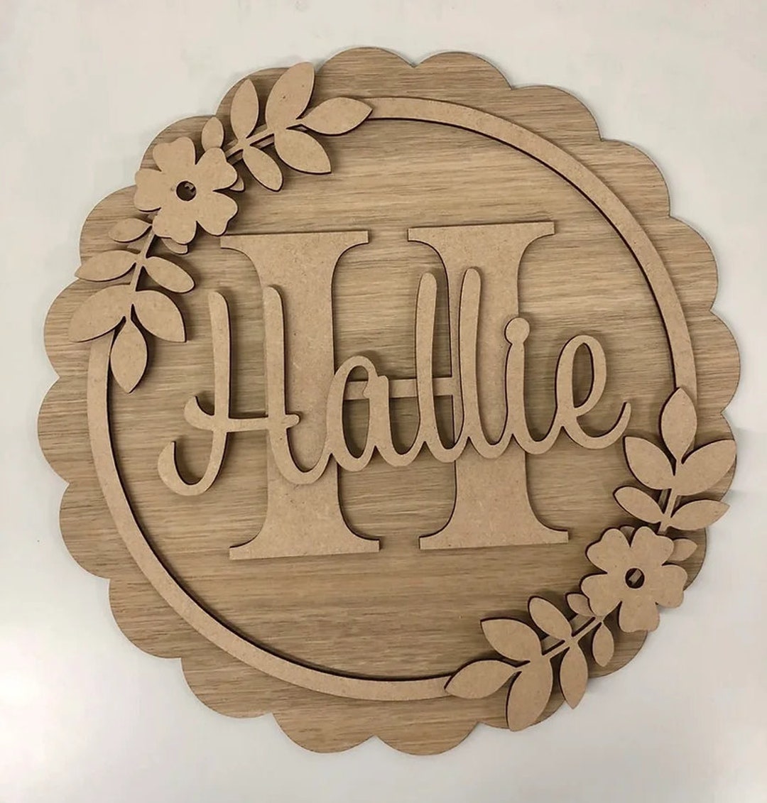 Scalloped Name and Initial Laser Cut Plaque Diwali Wall Plaque DIY