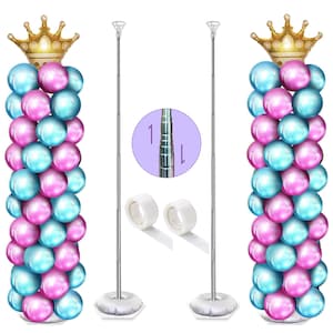 Balloon Column Kit Set Of 2, Balloon Stand for Floor with Base and Metal Telescopic Pillar (6.6ft Adjustable Height)