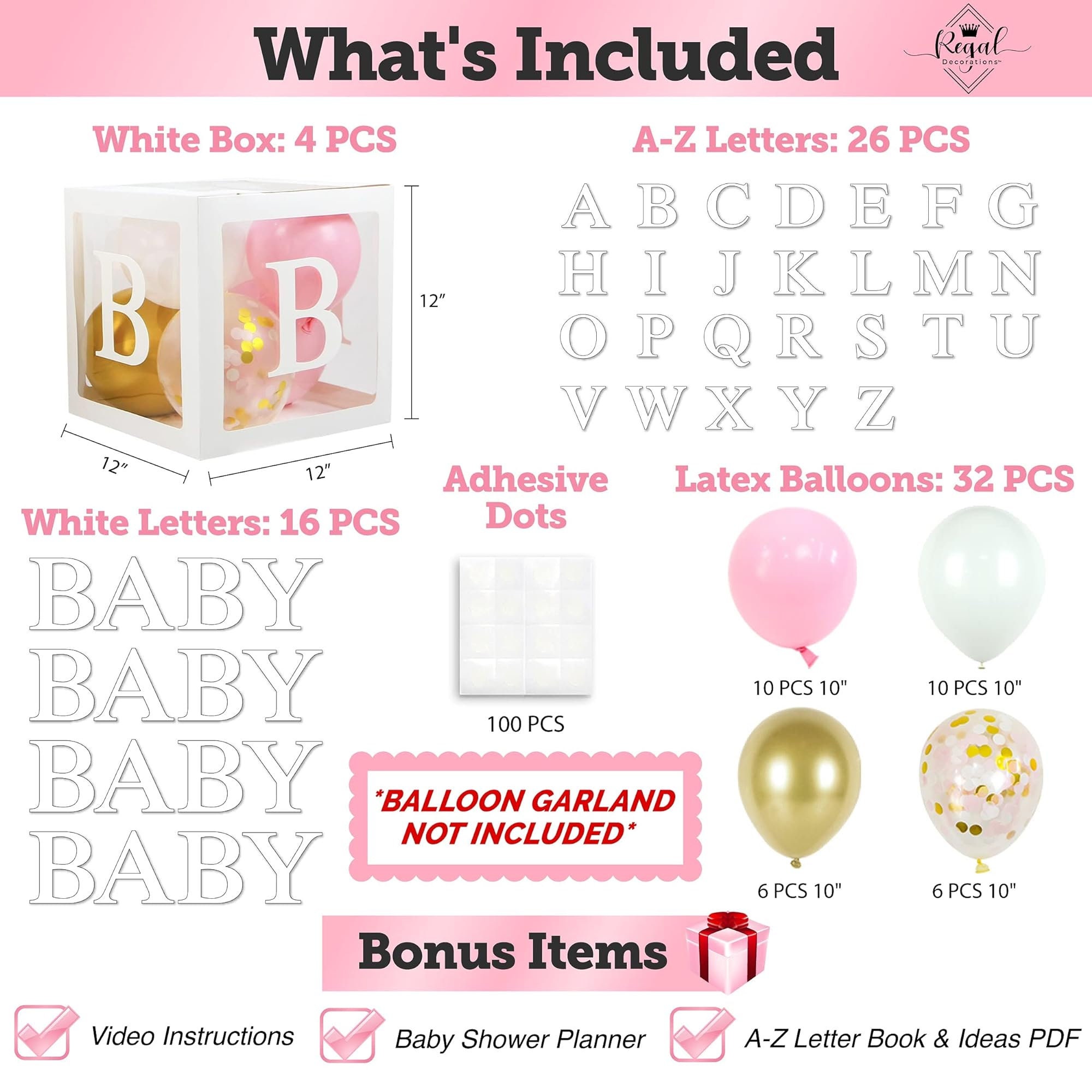 Birthday Balloon Letters 4 Gold Balloon Boxes With 26 Letters - DIY ...