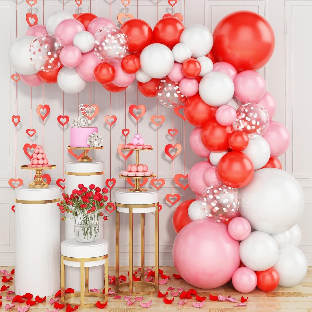 Valentines Day Balloon Garland Arch Kit, 87PCS Red White Pink Balloon ...