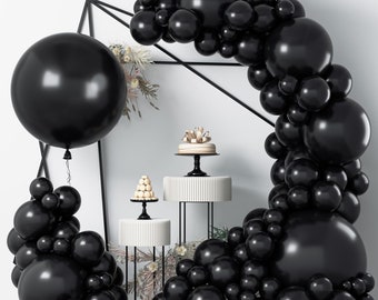 Black Balloons Garland Kit, 126pcs Different Sizes 36 18 12 10 5 Inch Matte Black Latex Balloon Arch Kit