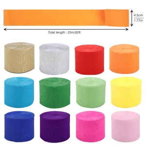 12 Rolls 984ft Crepe Paper Streamers in 12 Colors for Rainbow Party ...