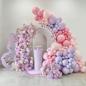 143pcs Pink and Purple Balloon Garland Arch Kit, Butterfly Princess ...