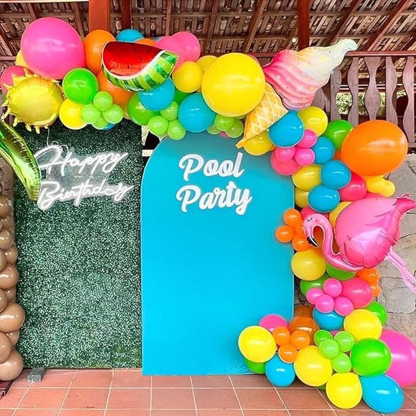 thumbnail interactive-video image 1 of Unique Ice Cream Party Garland – Summer Tropical Tassel Bunting Decoration – 182cm 1 of 4