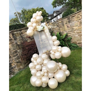 Pearl white Double-Stuffed Balloons different sizes 63 PACK 18/12/10/5 inch White sand ivory balloon Garland kit For Wedding birde to be