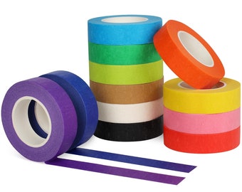 12PCS Colored Masking Tape, Kids Art Supplies Colored Tape, DIY Craft Tape, Colored Tape Rolls, Colored Painters Tape