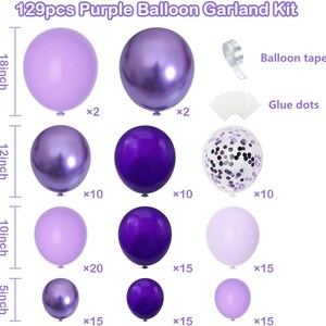 Kelfara Purple Balloon Garland Kit - Party Decorations, Assorted Sizes & Shapes - View #10