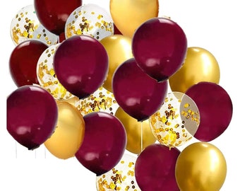Graduation Party Decorations Maroon Gold 2024/Burgundy Gold Balloons/30pcs Burgundy Gold Birthday Balloons