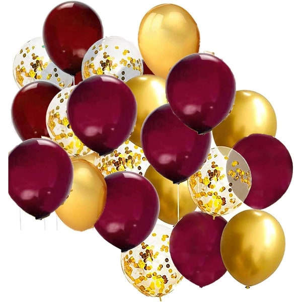 Graduation Party Decorations Maroon Gold 2024/Burgundy Gold Balloons/30pcs Burgundy Gold Birthday Balloons