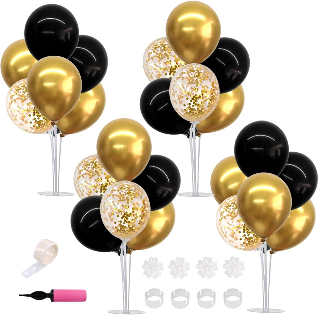 Black Gold Balloon Centerpieces for Table,balloons Stand Kit for Black