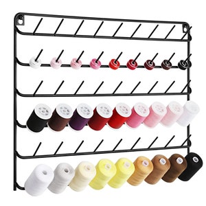 Thread Holder Wall 54 Spools Thread Rack Embroidery Spool Thread Organizer Wall Mounted with Hanging Tools