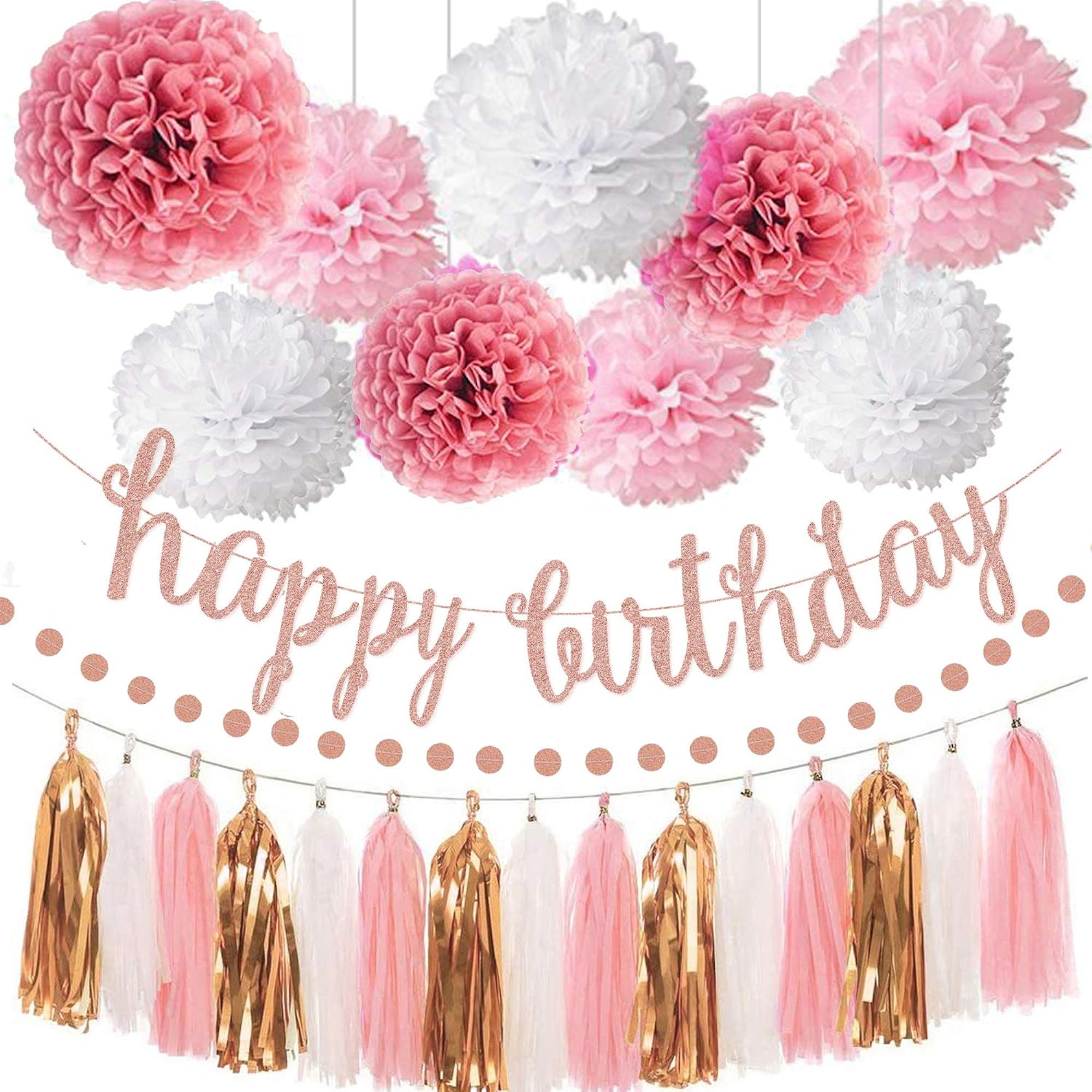 Pastel Rainbow Pom Pom, Party Decor, Baby Shower, Tissue Paper, 1st  Birthday Decorations DIY, Baby Blue, Pink, Cream & Purple 