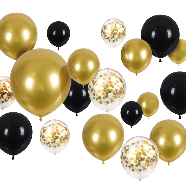 Black And Gold Party DHF10 Balloons, Black Gold Latex Balloons 50pcs 12 Inch Metallic Gold Black Balloon Graduation Birthday Weddings New Year Annive