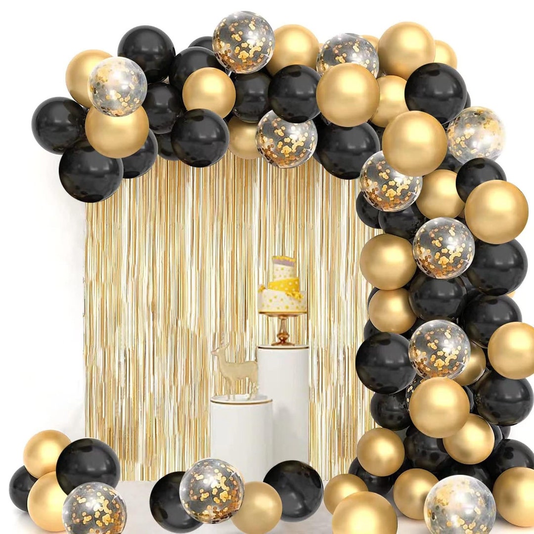 Black and Gold Balloon Garland Arch Kit Black and Gold Party ...