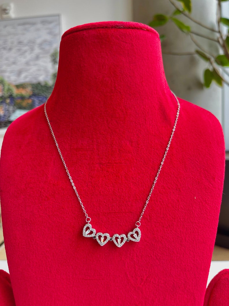 Silver Flower 4-Leaf Clover Pave CZ Pendant Necklace, 18 Inch Chain, Platinum Plated